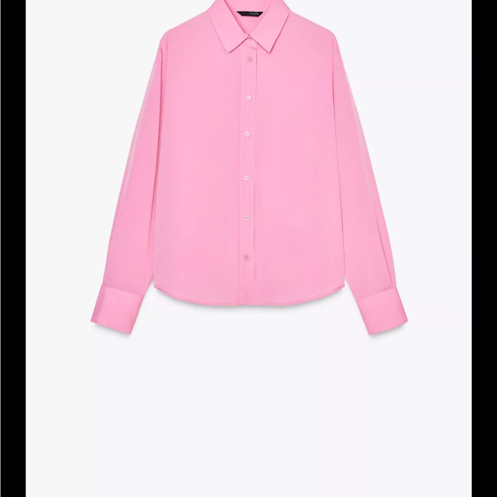 Zara Pink Button Down Shirt Classic Collar